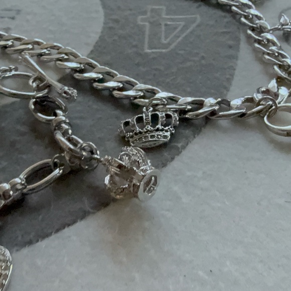 Juicy couture silver tone rhinestone charms necklace and bracelet